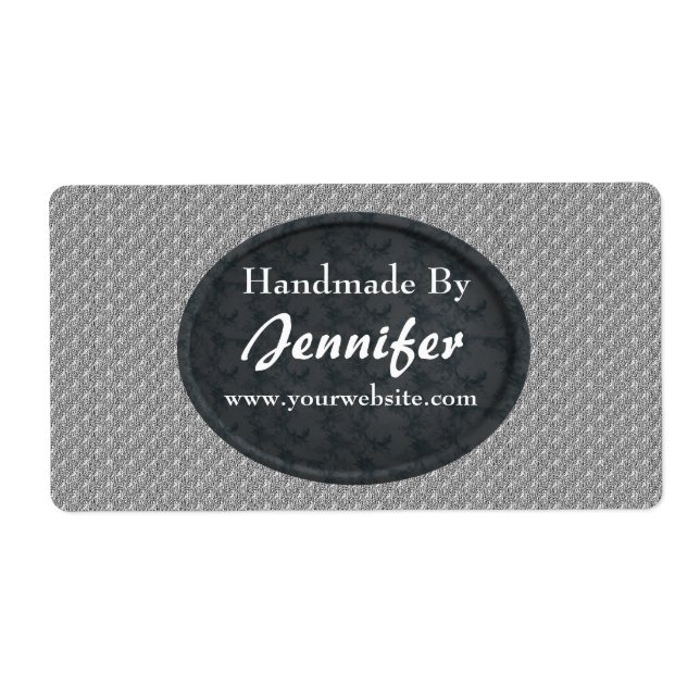 Etiqueta Design Floral Preto Personalizado A Mão Por (Frente)