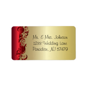 Etiqueta Design florido vermelho & Dourado elegante do
