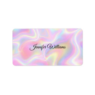Etiqueta Design Girly Vibrante Pastel Holográfico em Espira