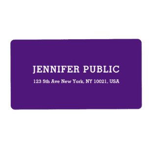 Etiqueta Design Simples Real Purple Personalizado Moderno