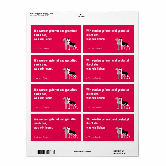 Etiqueta Deutsche Dogge Briefaufkleber (Toda a folha)