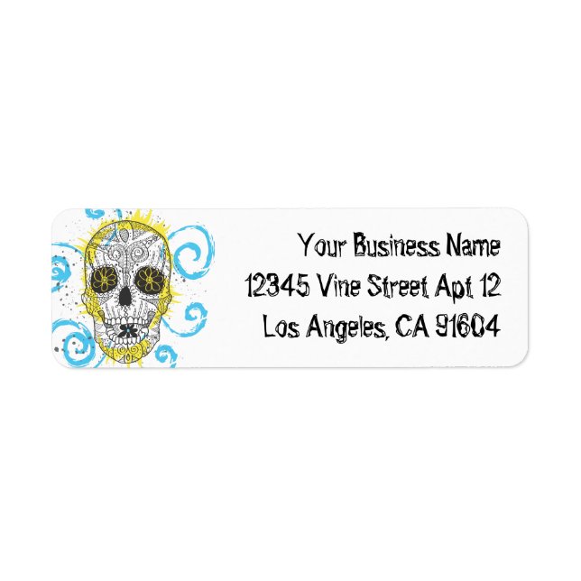 Etiqueta Dia da Design de Tatuagem em Quadrinhos do Crânio  (Frente)