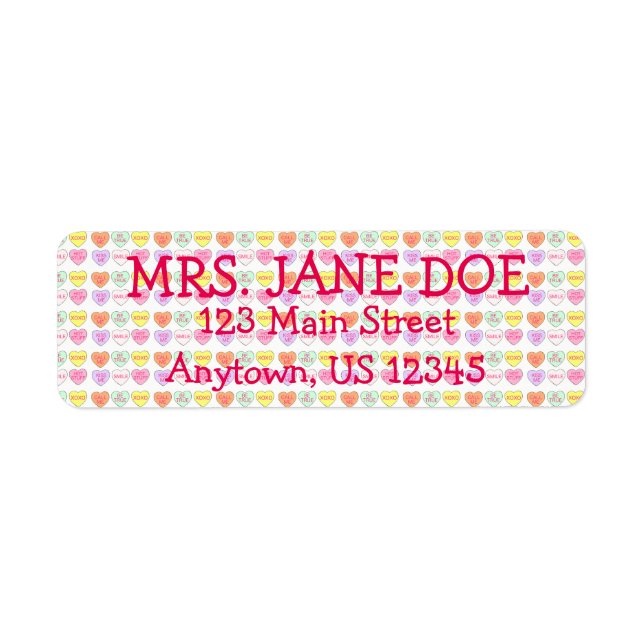 Etiqueta Dia de os namorados Candy Conversation Heart Paste (Frente)