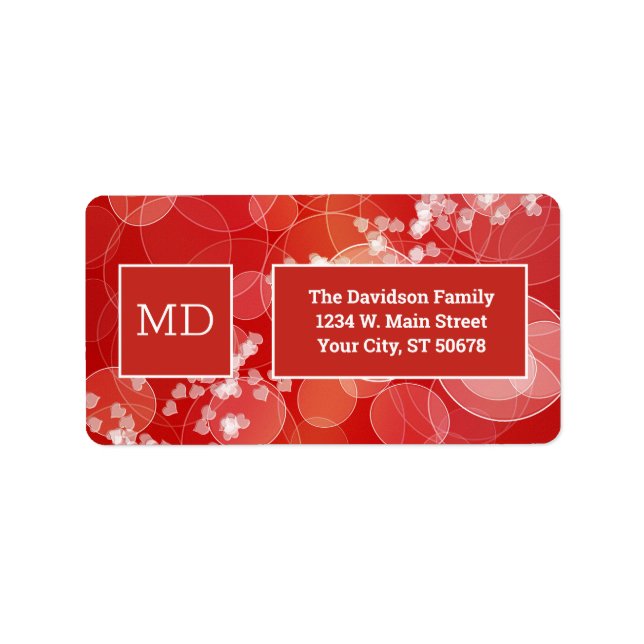 Etiqueta Dia de os namorados de Abstrato Red Bokeh (Frente)