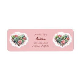 Etiqueta Dia de os namorados de Coração Suculento, Rosa-Ros