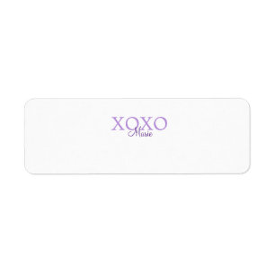 Etiqueta Dia de os namorados Xoxo adicione nome pastel roxo