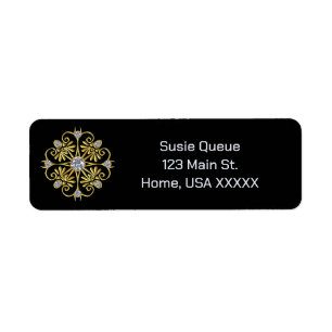 Etiqueta Diamante Preto e Dourado Faux