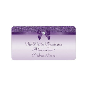 Etiqueta Diamante roxo da fita do arco dos Sequins do falso