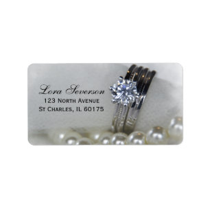 Etiqueta Diamond Rings White Pearls Endereço de Devolução d