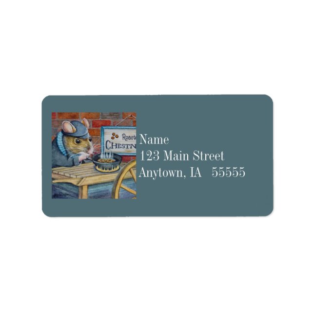 Etiqueta Dickens Christmas Mouse Roasting Art (Frente)