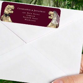 Etiqueta Dinossaur Bride e Groom Wedding Return Address
