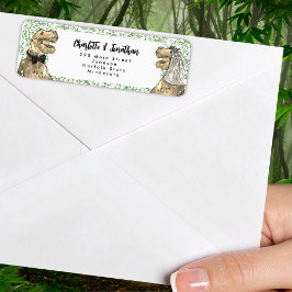 Etiqueta Dinossaur Themed Wedding Return Address