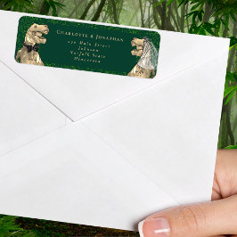 Etiqueta Dinossaur Themed Wedding Return Address