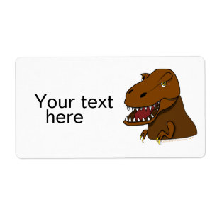 Etiqueta Dinossauro assustador dos desenhos animados de Rex