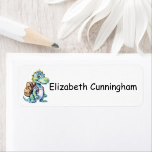 Etiqueta Dinossauro Moderno em Cute Adicionar Seu Nome Cria