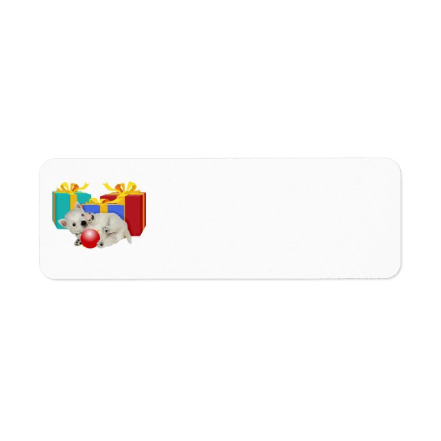 Etiqueta Diversão de Natal com Filhote Westie (Frente)