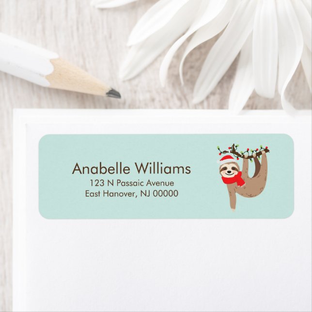 Etiqueta Diversão de Natal Sloth (Insitu)