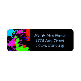 Etiqueta Divertido, Neon Paint Splatter, Personalizado