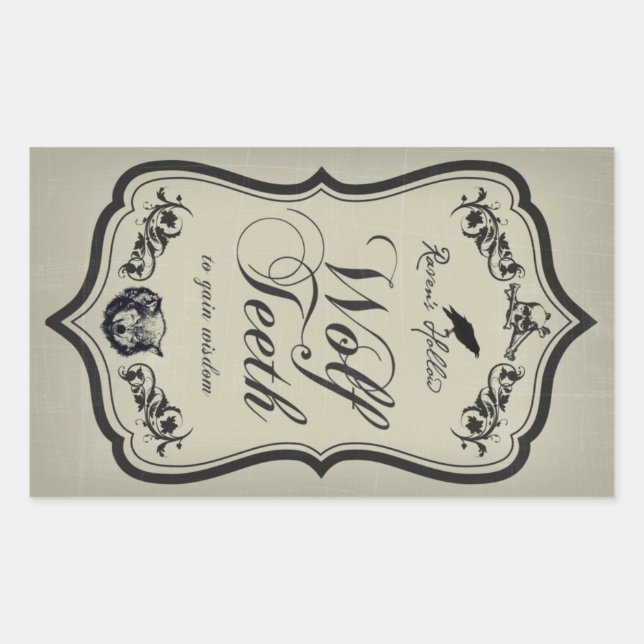 Etiqueta do adesivo do Wolf Teeth Halloween (Frente)