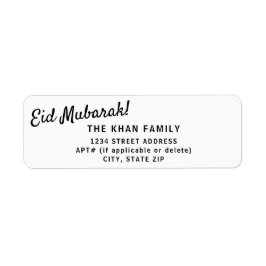 Etiqueta do adesivo Eid Mubarak Return Address