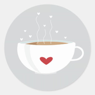 Etiqueta do amor do café no cinza