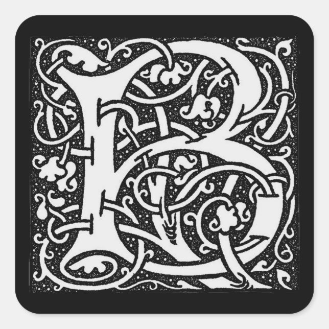 Etiqueta do ` B da letra de William Morris' - (Frente)