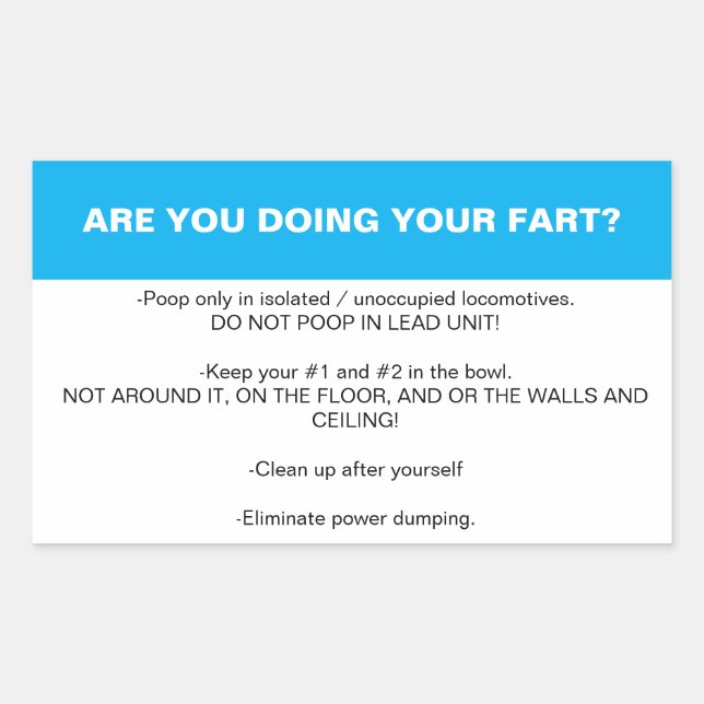 Etiqueta do banheiro de locomotiva (Frente)