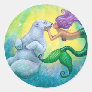Etiqueta do beijo do urso polar da sereia