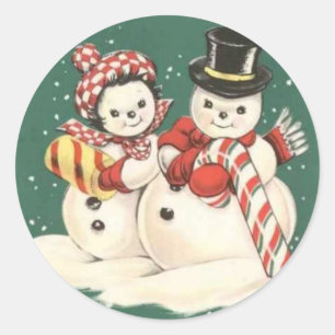 Etiqueta do boneco de neve do vintage