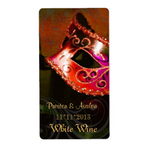 Etiqueta do casamento do vinho tinto do mascarada