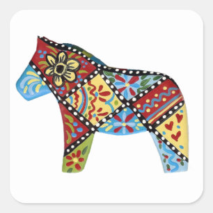 Etiqueta do cavalo de Dala da arte popular