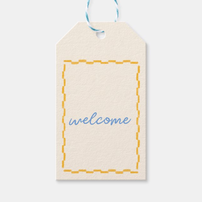 Etiqueta do chá de fraldas Amarelo e azul (Frente)