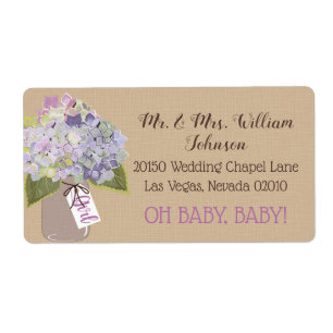 Etiqueta do Chá de fraldas do Hydrangea lavanda