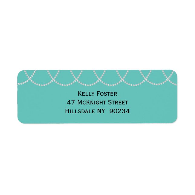 Etiqueta do Chá de panela Turquesa e Pérolas (Frente)