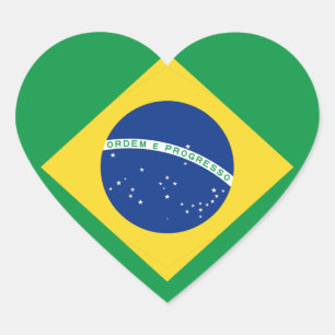 Etiqueta do coração da bandeira de Brasil