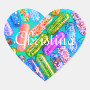 Etiqueta do coração da medicamentação do brilh