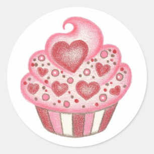 Etiqueta do cupcake do coração dos namorados