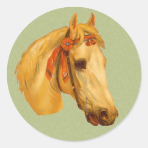 Etiqueta do desenho da cabeça de cavalo da arte d