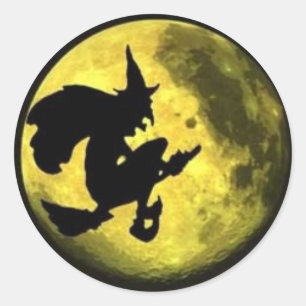 Etiqueta do Dia das Bruxas da bruxa do vôo