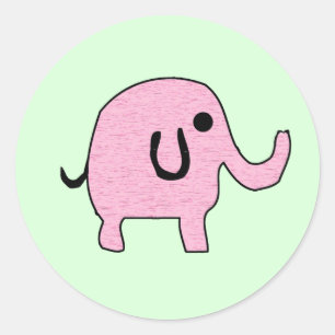 Etiqueta do elefante cor-de-rosa