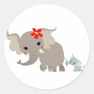 Etiqueta do elefante e da vitela da mãe dos