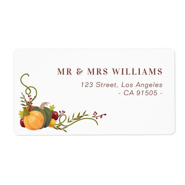 etiqueta do endereço das bombas de outono (Frente)