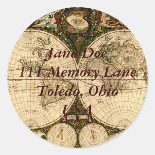 Etiqueta do endereço do mapa de Velho Mundo