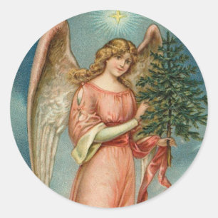 Etiqueta do feriado do Natal do anjo do vintage