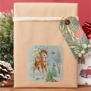 Etiqueta do feriado dos cervos do natal vintage