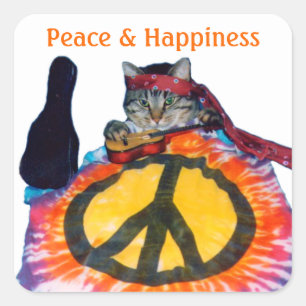 Etiqueta do gato do Hippie da paz