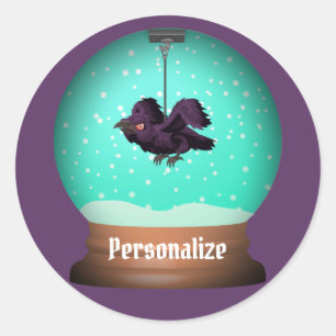Etiqueta do globo da neve do corvo