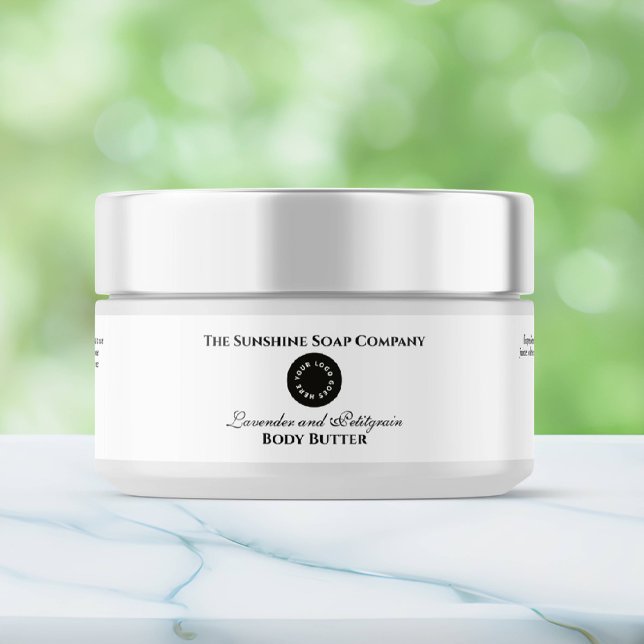 Etiqueta do jar de cosméticos - Branco com logotip (Criador carregado)