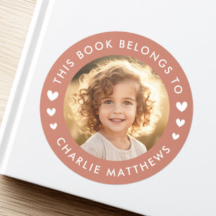 Etiqueta do livro da biblioteca marrom de terracot