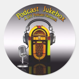 Etiqueta do logotipo do jukebox do Podcast